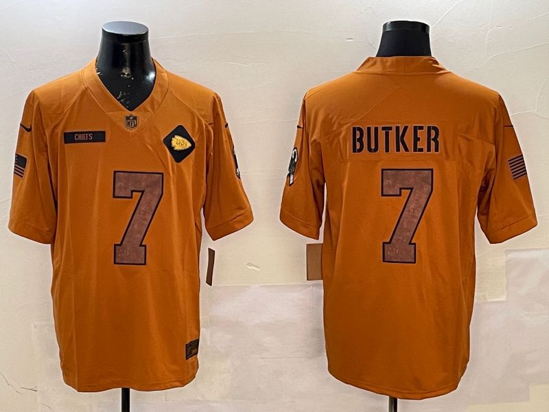 Men Kansas City Chiefs #7 Butker Yellow 2025 Nike Salute to Service Limited NFL Jersey style 1->kansas city chiefs->NFL Jersey